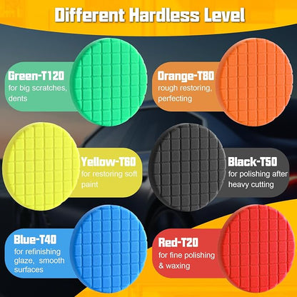 6 Inch Buffing Polishing Pads, 3Pcs Yellow Medium Polishing Pad Compound Buffing Sponge Pads for Car Buffer Polisher Compounding, Polishing and Waxing