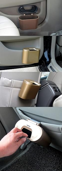Sakali Portable Mini Car Garbage Can Premium Quality Universal Traveling Portable Car Trash Can (Sliver)