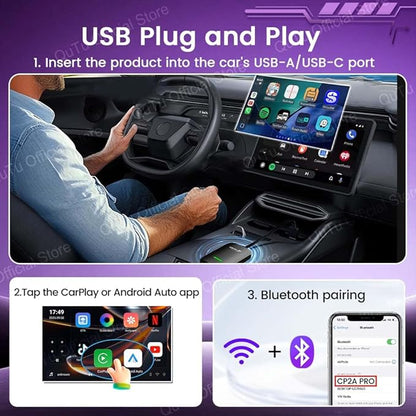 CarlinKit CP2A Pro AI Box – Convert Wired CarPlay to Wireless & Android Auto Supports Mainstream Streaming Video(Built-in)