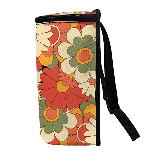 Y2K Hippie Daisy Flower Print Car Trash Can with Lid Accessories for Women Aesthetic Boho Portable Trash Bin Hanging Back of Seat Collapsible Leak Proof Multipurpose Vehicle Garbage Can