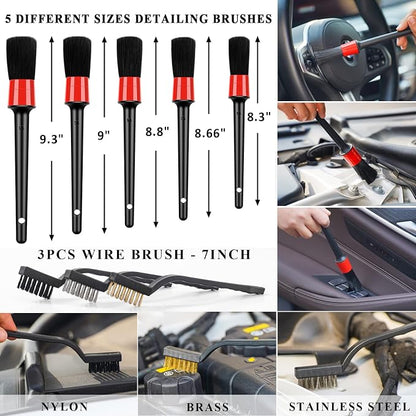 35Pcs Car Wash Detailing Kit Cleaning Kits with Foam Gun Sprayer Collapsible Bucket Brush Large Wash Mitt Towels Complete Interior Exterior Car Washing Supply Set Blue