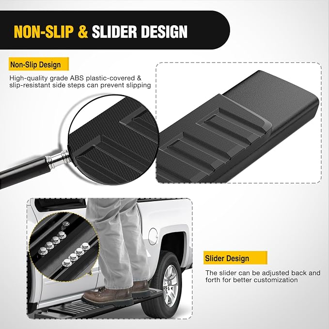 Nilight Running Boards for 2015-2026 Ford F-150 SuperCrew Cab Pickup 4 Door 2017-2026 Ford F-250 F-350 Super Duty Crew Cab 6 Inch Slip-Proof Aluminum Side Step Nerf Bars