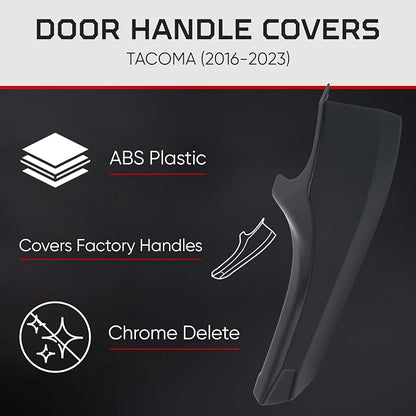 AJT DESIGN Car Door Handle Cover Compatible with Toyota Tacoma (2016-2023) | ABS Plastic Interior Trim, Chrome Delete Tacoma Door Handle Cover | Made in USA, Pack of 4 (Front & Back) - Black