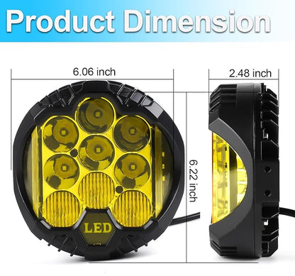 LIGBT 4PCS 7 Inch Amber Round LED Offroad Lights 90W Amber Yellow Off Road Light Fog Lights Driving lightsWaterproof Light Pods for Pickup Trucks 4x4 SUV ATV UTV