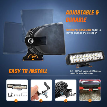 Nilight LED Pods 2Pcs 54W White/Amber 6 Inch Flood Offroad Fog Light Bar Waterproof Lighting for Tractor Boat SUV ATV UTV 4WD Car Truck Motorcycle Dirt Bike Golf Cart 12V 24V