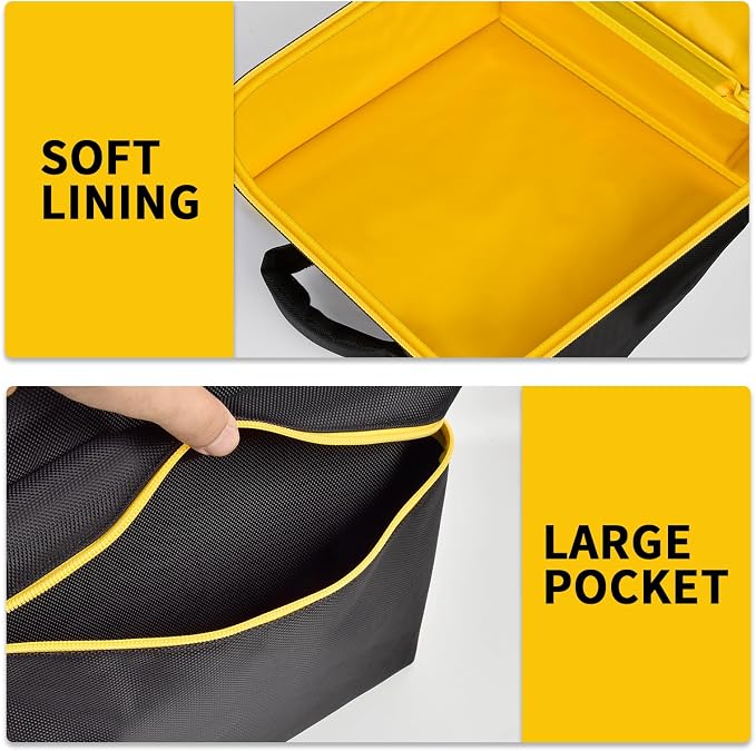 Car Jumper Starter Storage Bag Compatible with DEWALT DXAEJ14 Digital Portable Power Station Air Compressor, Carrying Case Holder Container (Black with Yellow Inner Case Only)
