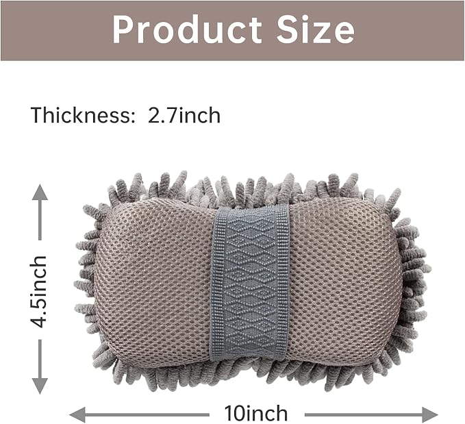 4 Pack Car Wash Mitt, BELPAIR Microfiber Sponge Cleaning Mitten for Window Cleaner, Non Scratch Sponges Auto Supplies Duster Kit Premium Washing Scrub Foam for Care Tools Foaming Cleaner (Grey)