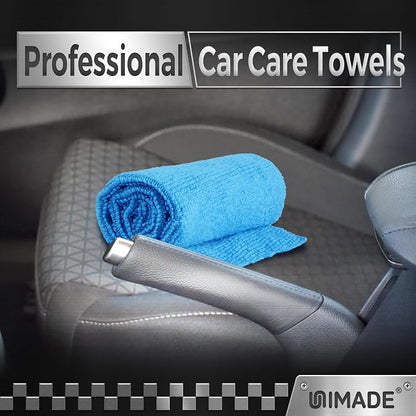 UNIMADE Shop Towels, 100 Pack Commercial Grade Work Rags Microfiber Towels for Cars Cleaning Rags Bulk Detailing Cloth for Automotive Bar Mechanic Restaurant Garage Housekeeping, 11.5"x 11.5", Blue