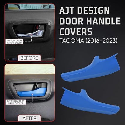 AJT DESIGN Car Door Handle Cover Compatible with Toyota Tacoma (2016-2023) | ABS Plastic Interior Trim, Chrome Delete Tacoma Door Handle Cover | Made in USA, Pack of 4 (Front & Back) - Voodoo Blue