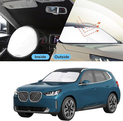 TINGLU Sun Shade for BMW X3 2025 2026 Accessories Windshield Sun Shade Window Shade UV Rays Protection Sun Visor Cover with Steering Wheel Sunshade Storage Bag