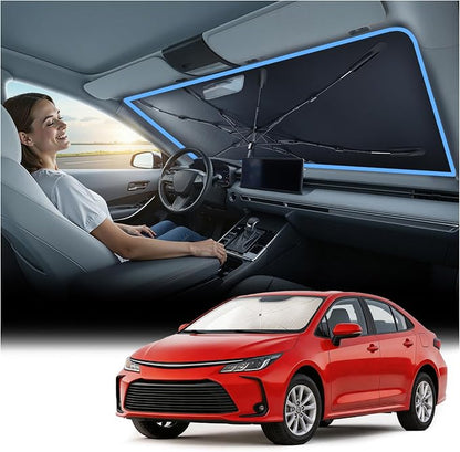 Nmoiss Windshield Sun Shade Umbrella for Toyota Corolla 2020-2026 Accessories, [Vinyl Coating Heat Shield] Protect Car from Sun Rays & Heat Damage Keep Cool and Protect Interior