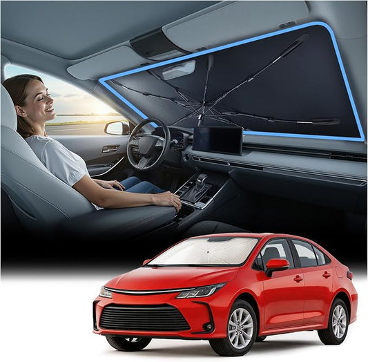 Nmoiss Windshield Sun Shade Umbrella for Toyota Corolla 2020-2026 Accessories, [Vinyl Coating Heat Shield] Protect Car from Sun Rays & Heat Damage Keep Cool and Protect Interior