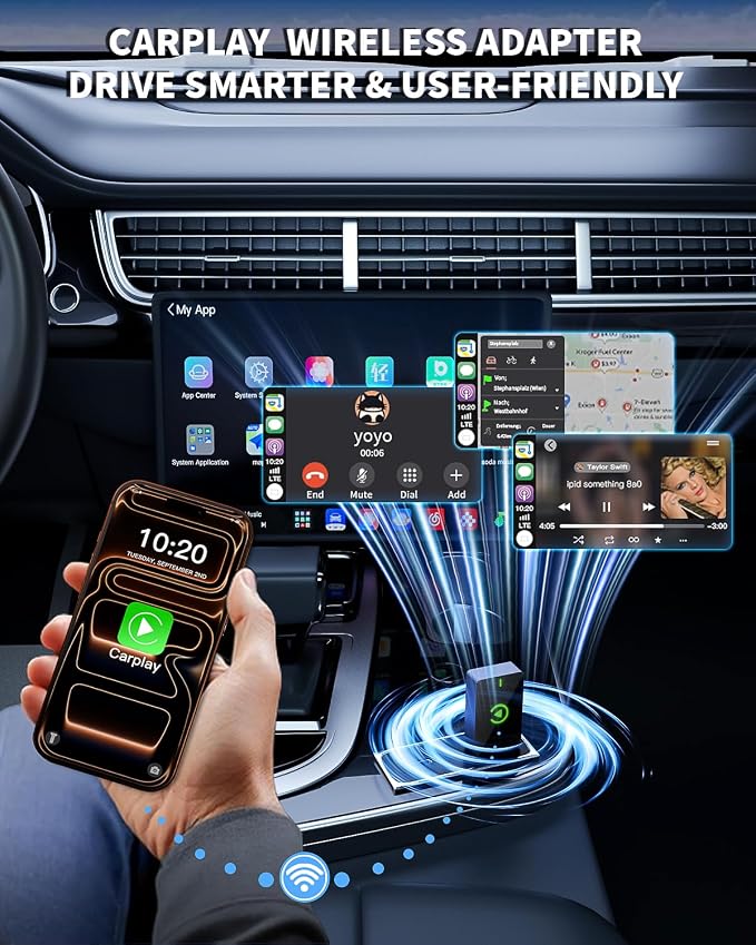 Wireless CarPlay Adapter for Apple iPhone,Compact Design Car Play Adapter Convert Wired Apple CarPlay to Wireless with USB/USB C Port,Plug and Play,Fast and Stable Connection Compatible with iOS 10+