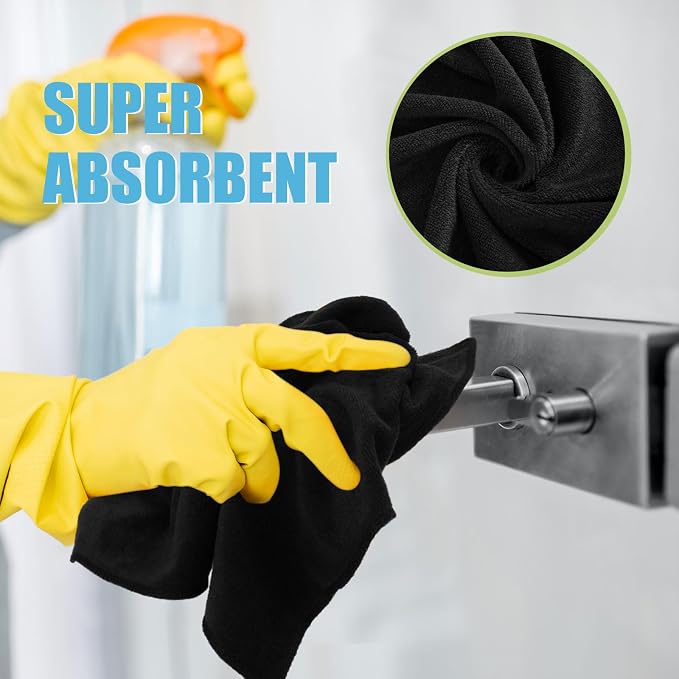 Nuenen Microfiber Cleaning Cloths for Cars 16 x 16 Inch Ultra Absorbent Car Towels Drying Reusable Cleaning Supplies House Kitchen Window Microfiber Towel(Black,60 Pcs)