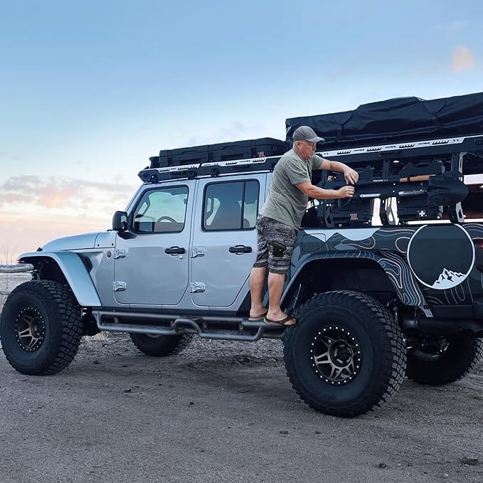 BINARY STAR Running Boards Compatible with 2020-2026 Jeep Gladiator Jt 4 Door, Multi-Function Running Boards Made with Carbon Steel, 6 Inch Gladiator Side Steps Step Bars Nerf Bars