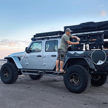 BINARY STAR Running Boards Compatible with 2020-2026 Jeep Gladiator Jt 4 Door, Multi-Function Running Boards Made with Carbon Steel, 6 Inch Gladiator Side Steps Step Bars Nerf Bars