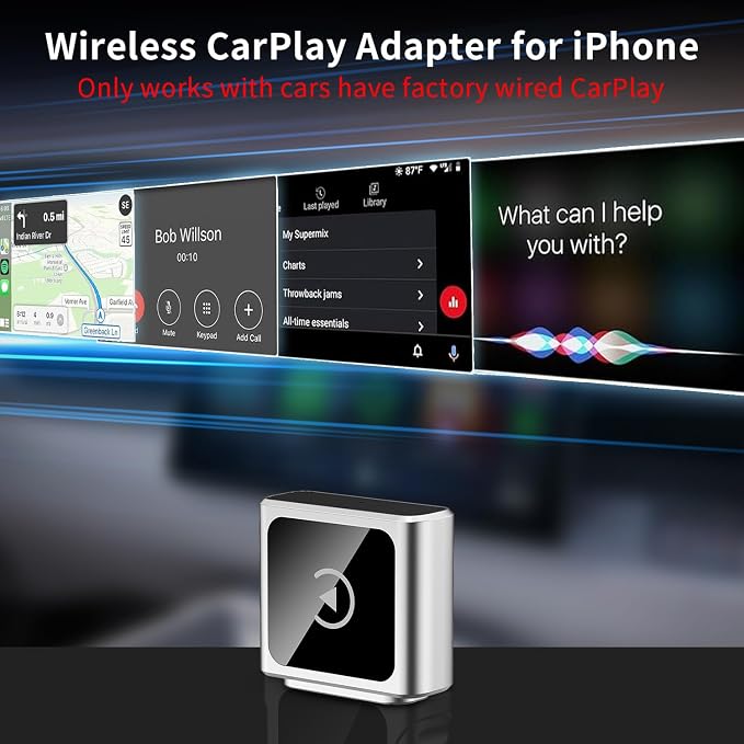 Mini Wireless CarPlay Adapter for iPhone,USB Carplay,2025 Upgrade Convert Wired to Wireless, Plug and Play Easy Setup, Car Play Adapter for Cars with Built-in Wired CarPlay,iOS Only