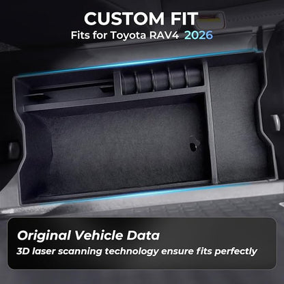 Center Console Organizer Tray Storage Box for Toyota RAV4 2026, Interior Accessories Armrest Insert Tray Storage Box for 2026 RAV 4, Black