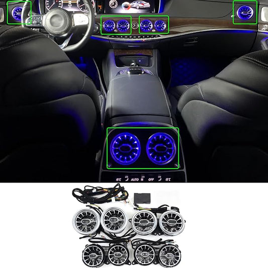 7 Colors Air Vent Ambient Light Fits for Mercedes Benz W222 S-Class 2014-17 | W222 ambient light led ac vents, Sync with car's factory ambient lighting, Complete your cabin's luxury feel, 8 air vent glow