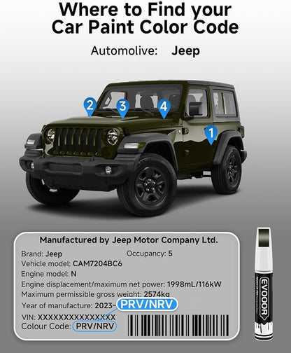 PGG Sarge Green Touch Up Paint Compatible with JeepExact Match 2 in 1 Touch up Paint for Chips and Nicks Repair