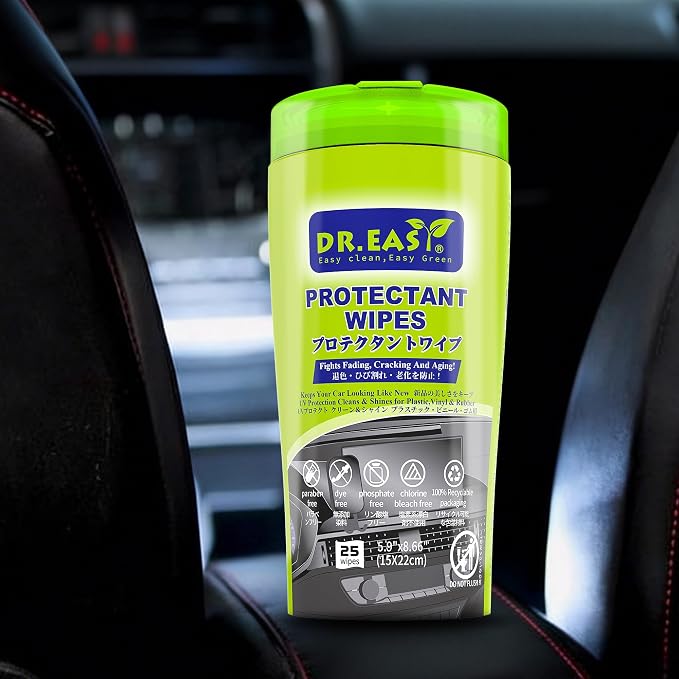 DR.EASY 25ct Car Protectant Wipes，Car Cleaning Wipes，Car Detailing Interior and Car Exterior Wipe or Supplies