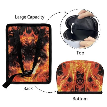 Talayituse Wolf Fire Print Car Trash Can with Lid, Leak Proof Auto Trash Bag Hanging Vehicle Garbage Can Multipurpose Storage Container for Back Seat Road Trip
