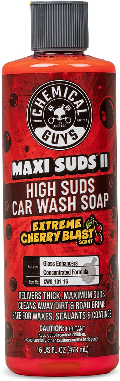 Chemical Guys CWS_101_16 Maxi-Suds II Foaming Car Wash Soap (Works with Foam Cannons, Foam Guns or Bucket Washes) Safe for Cars, Trucks, Motorcycles, RVs & More, 16 fl oz, Cherry Scent
