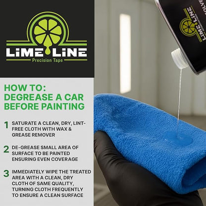LiME LiNE Wax and Grease Remover – Multi-Surface Paint Prep Cleaner for Auto Body, Metal, Plastic, Fiberglass – Fast-Drying Solvent Degreaser Removes Wax, Tar, Adhesive & Contaminants (1 Gallon)