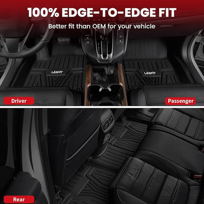 LASFIT Floor Mats & Trunk Mat for Honda CR-V 2017-2022 Gas Only (Upper Position), All Weather Protection TPE Floor Liners 1st & 2nd Row & Cargo Mat Full Set, Black