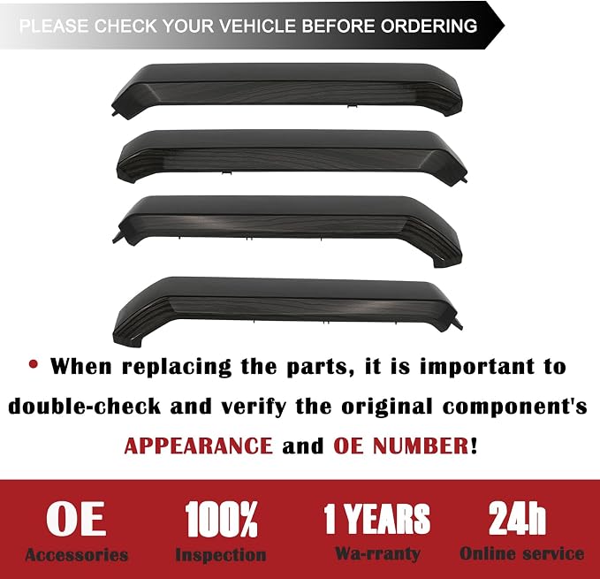 TQPONLY Interior Inner Door Handle Cover Trim | Fits 2015-2020 Ford F150 SuperCrew Truck Accessories Replacement | 1 Set Front and Rear Door Armrest Pull Handle (Black Wood Grain)