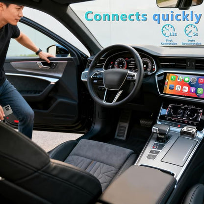 Wireless CarPlay Adapter for iPhone - for Daily Commute & Road Trip, No App Needed, Plug & Play Convert Wired to Wireless, Ultra-Compact 4x4 SUV Design with Low Latency - White