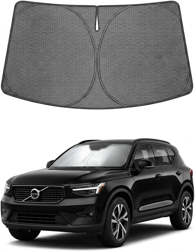 Proadsy Windshield Sun Shade Custom Fit Volvo XC40 2019-2026 Ice Crystal Black Front Window Sunshade UV and Heat Blocker Foldable Visor Keeps Car Cooler for Summer Parking and Daily Use