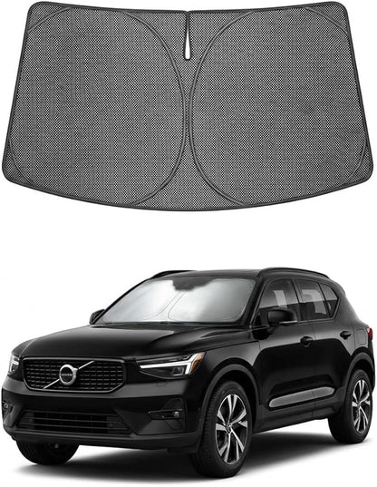 Proadsy Windshield Sun Shade Custom Fit Volvo XC40 2019-2026 Ice Crystal Black Front Window Sunshade UV and Heat Blocker Foldable Visor Keeps Car Cooler for Summer Parking and Daily Use