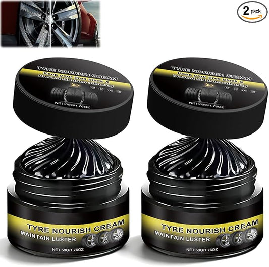 Tyre Nourish Cream, Car Tire Ceramic, Powerful Wheel Cleaning Refurbish Wax,Professional Car Tires Wax for Deep Black Gloss,UV Protection and Waterproof Tire Waxs for Ultimate Wheel Protection (2 PCS)