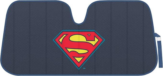 BDK New Superman 2022 Windshield Sunshade for Car Truck & SUV - Folding Car Sun Shade for Front Window, Auto Sun Visor Heat Protection, Sunscreen Blocks UV Rays and Keeps Vehicle Cool (58 x 27 Inch)
