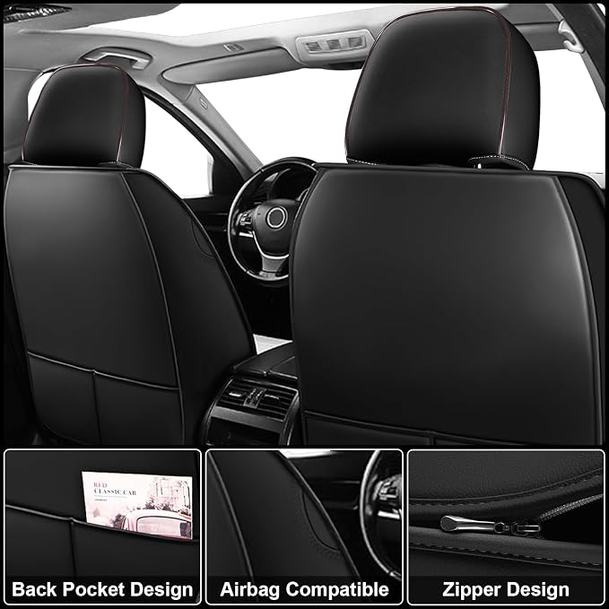 Seat Covers Fit for Nissan Rogue 2015-2026, Breathable and Comfortable Leather Car Seat Cover, Standard Waterproof Cushion Cover Auto Interior Accessories (Black Brown)