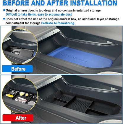 SHAOHAO for 2025 2026 Cadillac Lyriq Under Console Organizer for 2023 2024 2025 2026 Cadillac Lyriq Accessories (Tech, Luxury, Sport) Lower Organizer Tray Space Expand Storage Insert Box Easy Removal