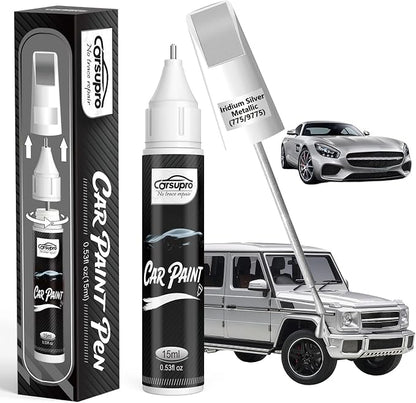Iridium Silver Metallic(775/9775) for Mercedes Benz Touch Up Paint Pen, 2 in 1 Car Scratch Remover with Pen Tip and Brush, Precise Color Match for Car Paint Scratch Repair, Quickly and Easily Fix Chips and Nicks