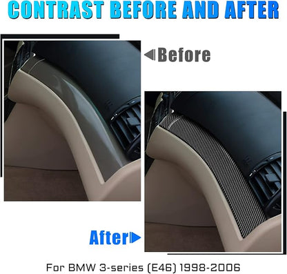 AIRSPEED for BMW E46 1998-2006 Dashboard Strip Cover Center Console Interior Glove Box Panel Cover, Carbon Fiber Interior Trim, Black