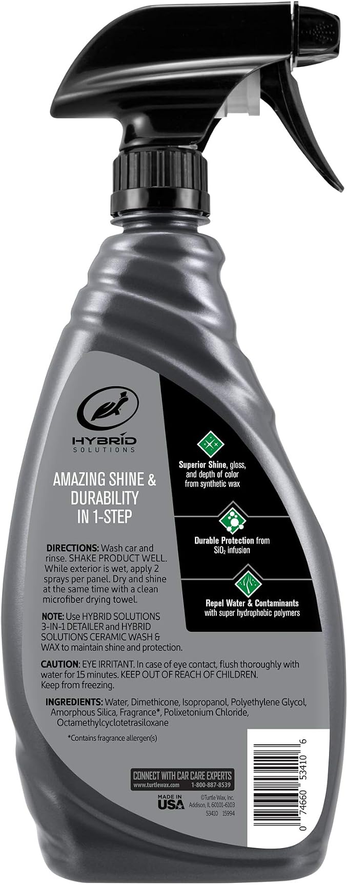 53410 Hybrid Solutions Ceramic Wet Wax, 1-Step Shine and Protection, Extreme Water Beading, Keeps Vehicle Cleaner for Longer, No Streaks, 26 oz. (Pack of 2)