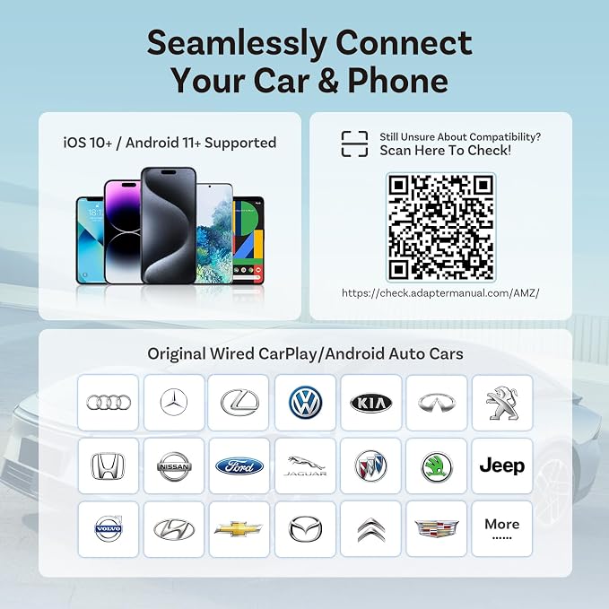 OTTOCAST Mini Slim 3.0 2026 Upgrade Wireless CarPlay & Android Auto Adapter | Plug & Play, Fast Auto-Reconnect, Dual-Band 5Ghz,Remember Two Phones