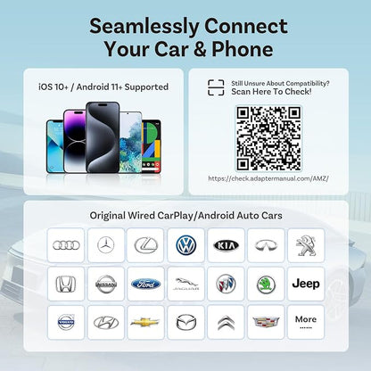 OTTOCAST Mini Slim 3.0 2026 Upgrade Wireless CarPlay & Android Auto Adapter | Plug & Play, Fast Auto-Reconnect, Dual-Band 5Ghz,Remember Two Phones