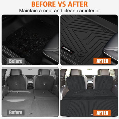 All Weather Car Floor Mats Cargo Liner with Backrest Mat for 2026 Palisade 7 Seater (Only Fit Fuel), TPE Rubber Liners Full Set Automotive Mats for 2026 Palisade Accessories