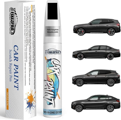 A90 Dark Graphite Metallic Touch Up Paint for BMW, Color Exact Match Car Paint Scratch Repair Remover Pen Kit Quick & Easy Fix Vehicle Chips and Automotive Nicks Scuff