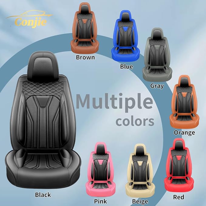 Fit Compass Car Seat Covers for Jeep Compass 2007-2025 2026 -Full Set Premium Leather, Waterproof & Breathable，All-Weather Seat Cushion Protecto & Airbag Compatible, 2 Front Seat All Black