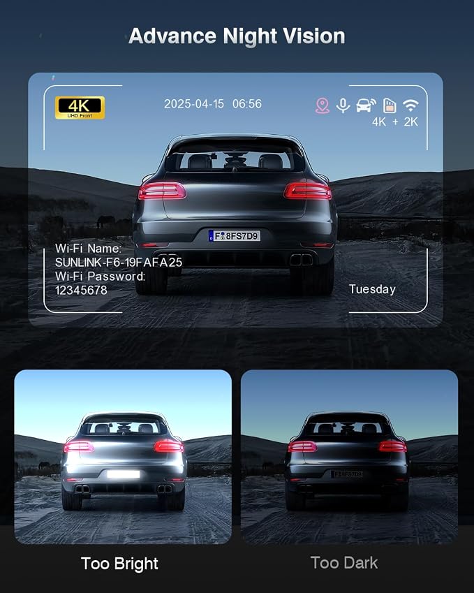 FAIMEE 4K Dash Cam Front and Rear with GPS, Upgraded 5.8G WiFi, Dual Dash Camera for Cars, Night Vision, WDR, 160°Wide Angle, 24H Parking Monitor, Emergency Lock, 3" IPS Screen