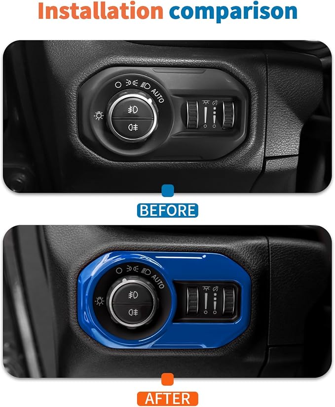 JeCar 11-Piece Blue Interior Accessories Trim Kit for 2024-2025 2026+ Jeep Wrangler JL 4XE Gladiator JT- Dashboard Panel, Vent Cover Decoration Upgrade