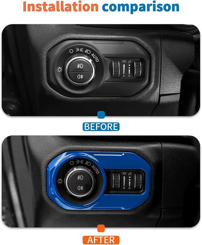 JeCar 11-Piece Blue Interior Accessories Trim Kit for 2024-2025 2026+ Jeep Wrangler JL 4XE Gladiator JT- Dashboard Panel, Vent Cover Decoration Upgrade