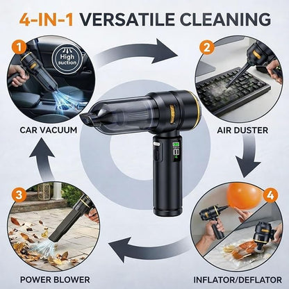 Handheld Car Vacuum Cleaner, 17000Pa High Power Cordless Vacuum Cleaner, 4-in-1 Portable Mini Air Duster, with LED Light and Multi-Nozzles, Vacuum for Car, Home, Office, Pet Hair