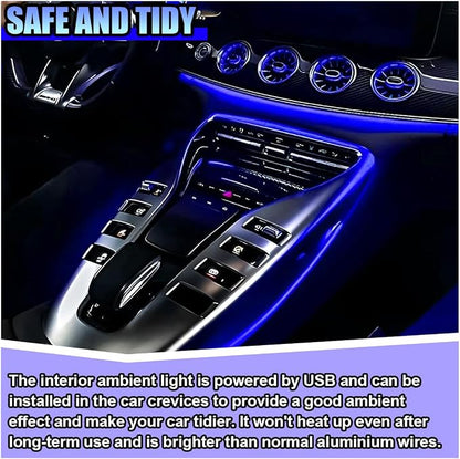 ZIMISI EL Wire Car Interior LED Strip Lights, 5V 16FT Neon Light Strip with Sewing Edge, USB Electroluminescent Car Interior Lights with Fuse Protection, Vehicle Ambient Lighting Decorations (Blue)